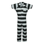Heavy Weight Triple Needle Stitched Snap Button Striped Inmate Jumpsuit